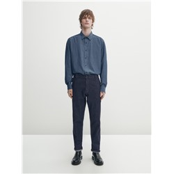 Camisa denim algodón rayas regular fit