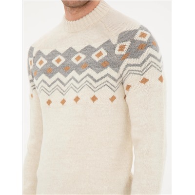 Ecru Slim Fit Half Fisherman Salline Knitwear Казах