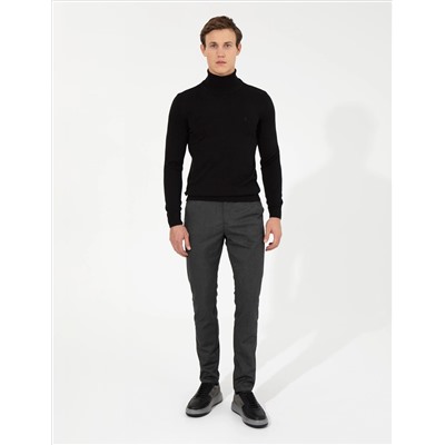 Black Slim Fit Fisherman воротниц Основной вязаный свитер