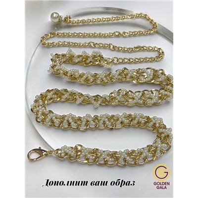 Пояс женский цепочка  с жемчугом модель 15