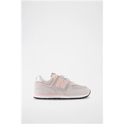 Zapatillas de piel 574 - Gris y rosa