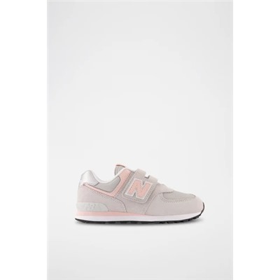 Zapatillas de piel 574 - Gris y rosa