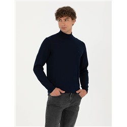 Navy Blue Slim Fit Half Fisherman воротнич