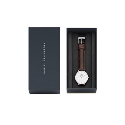 Reloj de cuarzo de piel Petite Bristol - Marrón y plateado