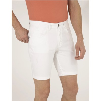 Ekru Slim Fit Jean Shorts