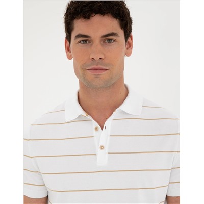 Brown Slim Fit Button с воротником поло