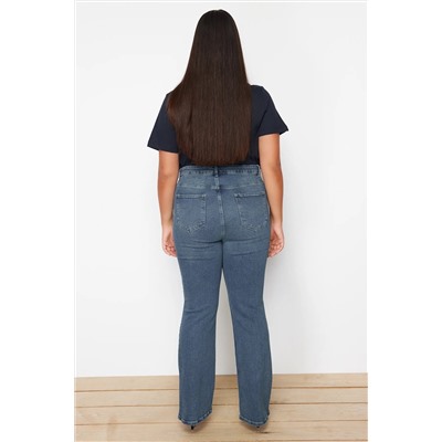 Синяя высокая талия комфорт испанский пахта Flare Fit Jean TBBSS24CJ00046