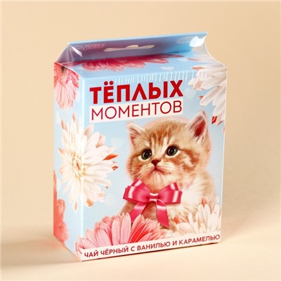 Чай подарочный со вкусом ваниль и карамель «Тёплых моментов» с европодвесом, 50 г.