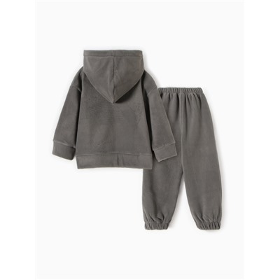 Костюм флисовый (худи и брюки) детский MINAKU: Fleece Soft, цвет серый, рост 128 см
