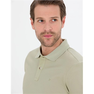 Зеленая слабая полоса Polo Yaka Mercerized T -For