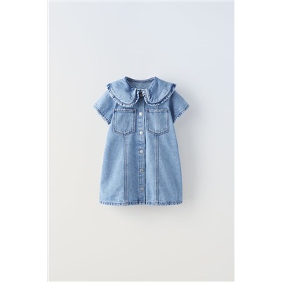 DENIM DRESS WITH COLLAR DETAIL