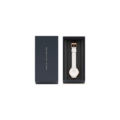 Reloj de cuarzo de piel Bondi 32 mm - Blanco y rosa dorado