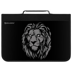 Папка на молнии BRAUBERG А4 с ручкой, с органайзером, 1 отделение, "Savage lion", 272218