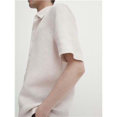 Camisa lino manga corta regular fit
