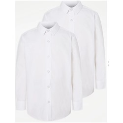 Boys White Long Sleeve School Shirt 2 Pack