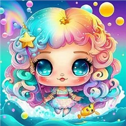 Алмазная мозаика/ без подрамника/ частичная выкладка/ круглые стразы/ 25х25 (живопись) / арт. АК2020081 ФЕЯ