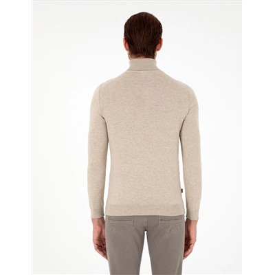 Песчанный меландж Slim Fit Fisherman воротник базовый трикотажный свитер