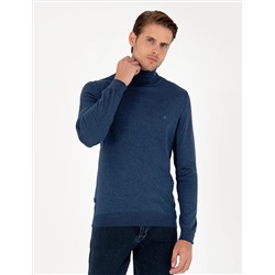 Индиго меландж Slim Fit Friendman воротник основной трикотажный свитер