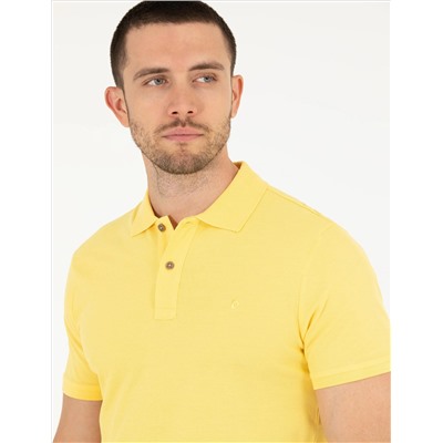Светло -желтый стройный посадка Polo yaka basic t -красавица