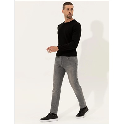 Black Slim Fit Bike Neck Basic вязаный свитер