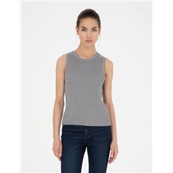 Серый Меландж. Блузка из трикотажа Slim Fit