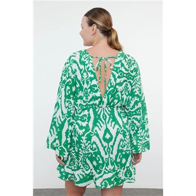 Зеленое этническое рисунок испанской рукав Satar Mini Woven Beach Press Tbbss23ah00114