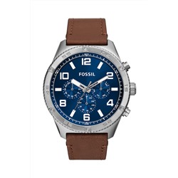 Reloj de cuarzo de piel Brox - Marrón y plateado