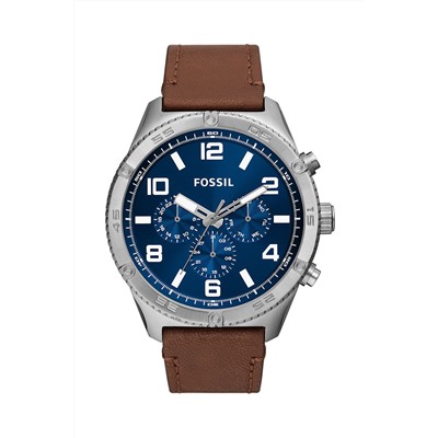 Reloj de cuarzo de piel Brox - Marrón y plateado