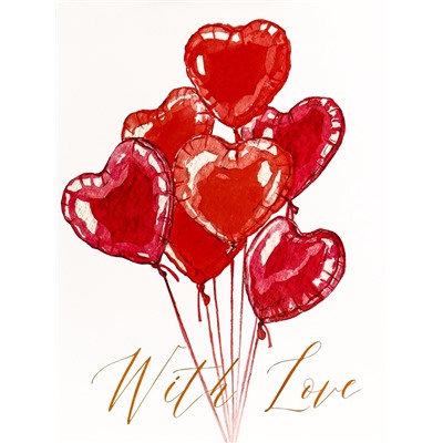 Пакет подарочный вертикальный "With Love", 26 × 32 × 12 см