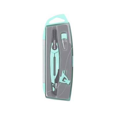 Готовальня BRAUBERG ULTRA, 3 предмета: циркуль 135 мм, запасной грифель, насадка, мятный цвет, 210824