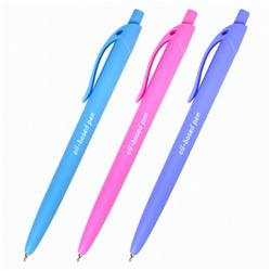 Ручка шариковая масляная автоматическая BRAUBERG "FRUITY Pastel", СИНЯЯ, корпус soft-touch, узел 0,7 мм, линия письма 0,35 мм, 142959