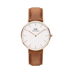 Reloj de cuarzo de piel y chapado en oro rosa Classic Durham