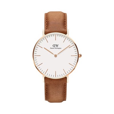 Reloj de cuarzo de piel y chapado en oro rosa Classic Durham
