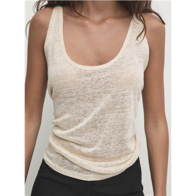 100% linen melange top