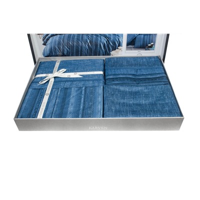Постельное белье Karven (300 tc) премиум сатин евро N359 TALYA Blue