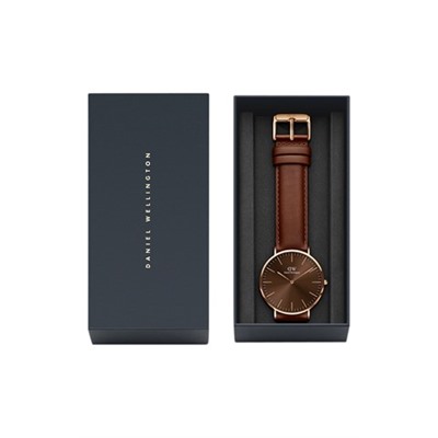 Reloj de cuarzo de piel y chapado en oro rosa Classic St Mawes