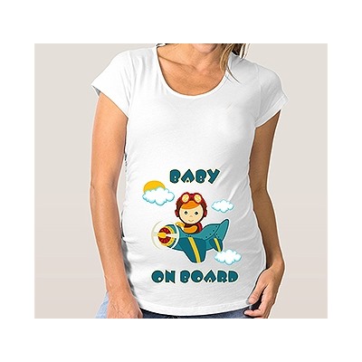 Футболка для беременных "Baby on Board" самолет