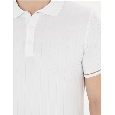 Кнопка Ecru Slim Fit с Polo Yaka Knitwear T -Fork