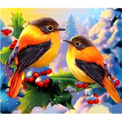 Алмазная мозаика/ без подрамника/ частичная выкладка/ круглые стразы/ 25х25 (живопись) / арт. АК2020080 ПТИЧКИ