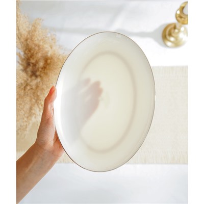 Тарелка для подачи SL Home «Каскарон», 25,4×18,5×2,5 см, овальная, костяной фарфор, белая