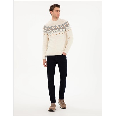 Ecru Slim Fit Half Fisherman Salline Knitwear Казах