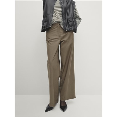 Pantalón popelín tiro bajo