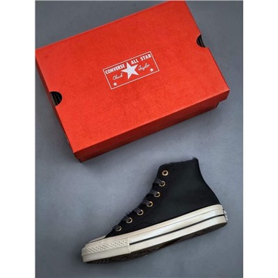 Новый зимний стиль с золотой пряжкой из кожи и меха версия Convers*e CHUCK 70 plus