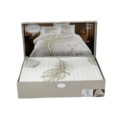 Постельное белье Карвен Stripe Satin с цветным принтом семейное N251-SB014 (7пр.) (Акция)