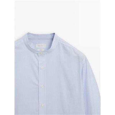 Camisa algodón rayas cuello mao