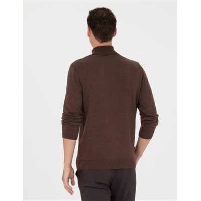 Brown Slim Fit Fisherman воротниц Основной вязаный свитер
