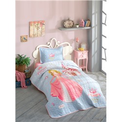 Комплект KARVEN (покрывало детское с принтом стеганное) хлопок 1.5сп 2 пр (180*240 / 50*70) CROWN v1 Pembe (Акция)