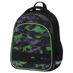 Ранец Berlingo Expert Plus "Black and green" 38*29*15см, 2 отделения, 2 кармана, анатомическая спинка