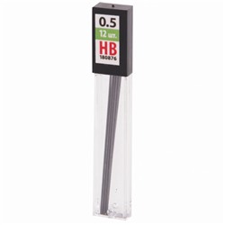 Грифели запасные 0,5 мм, HB, STAFF "EVERYDAY" MPL-876, КОМПЛЕКТ 12 шт., 180876