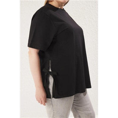 Черная боковая привязка к лучу детализация Fit Fit Fit Fit Fit Shirt TBBSS25BF00025